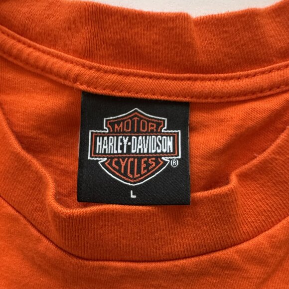 Vintage Y2K Harley Davidson 2003 High Country Eagle Frederick CO Orange Tee - Picture 4 of 6